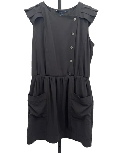 French Connection Asymmetrical Button Pleated Shoulder Dress - Size 8, NWT