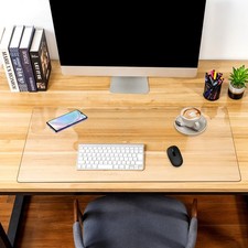 Clear Desk Mat 35.4" 15.7" Large Transparent Computer Desk Mat Non-Slip PVC D...