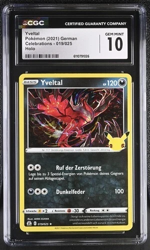 Pokemon - Yveltal Holo - 019/025 Celebrations - German - CGC PSA 10