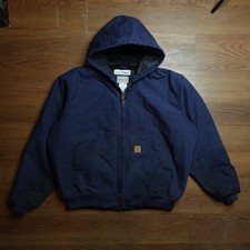 Carhartt Zip Up Quilted Duck Canvas Jacket 376-20 Navy Blue 2XL Workwear