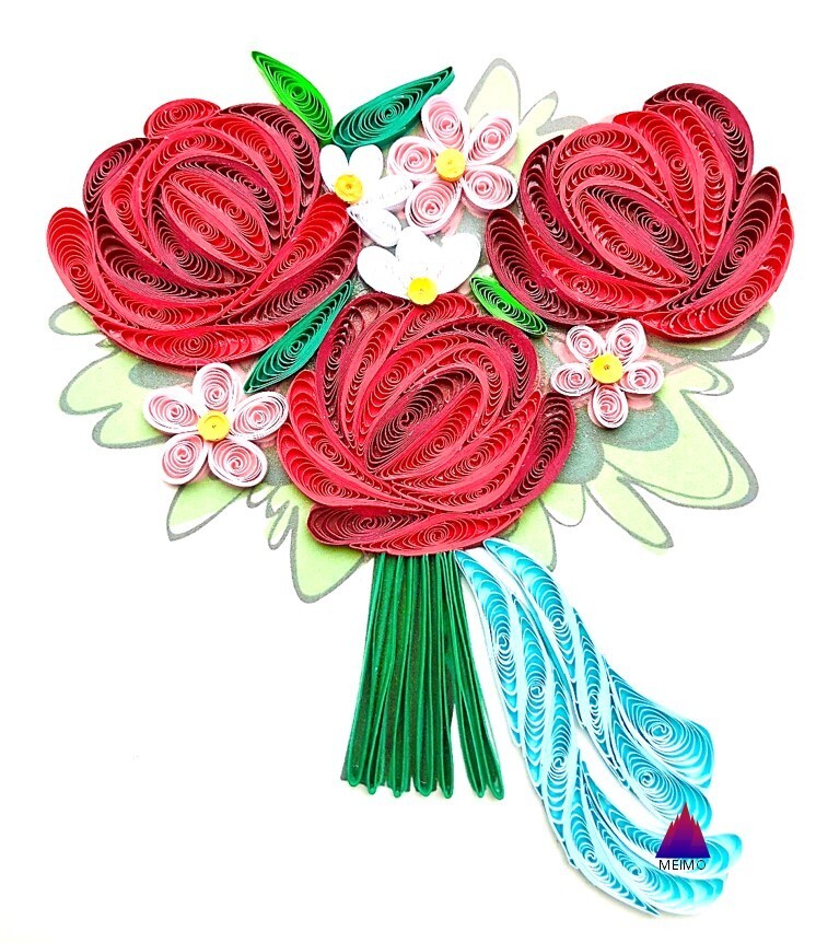 Buy Red Quilled Flowers Jar Greeting Card