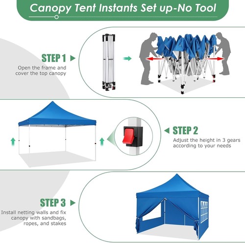 10'x10' Pop-Up Canopy Tent with 4 Removable Sidewalls Outdoor Canopy for Parties - Bild 47 von 61