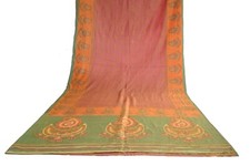 FNC Vintage Pink Sambalpuri Ikat Sarees Handwoven Art Silk Sari Fabric Antique