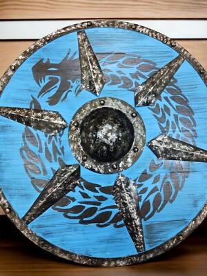 Medieval Larp Warrior Wood & Steel Viking Round Shield Armor Templar Shield