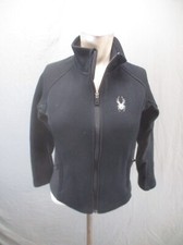 SPYDER Size M Kids Unisex Black Full Zip Stand Collar Pocket Athletic Jacket 197