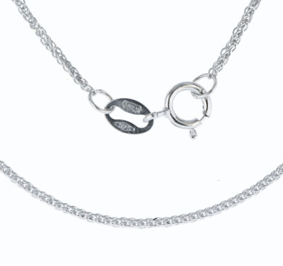 9ct White Gold 1mm Wheat Spiga Chain Necklace Hallmarked