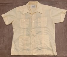 Vintage yellow Guayabera 4 Pocket Yellow Shirt El Caribe Size L