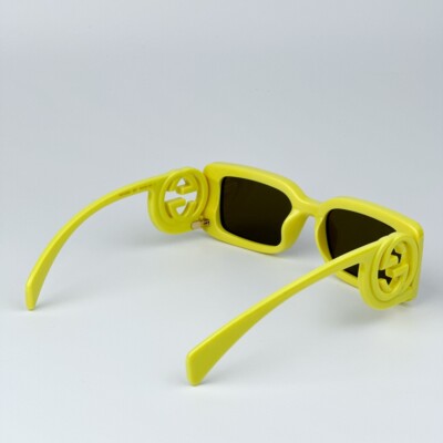 Gucci Women Sunglasses Acid Yellow Brown Rectangle GG1325S  display picture 1