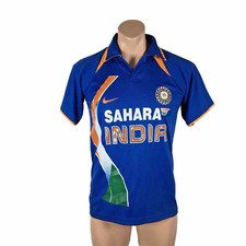 Nike Sahara India Polo Jersey Shirt sz 38 M Blue Orange Fit Dry Cricket Team