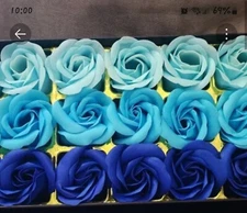 36 Roses! 18 Pc Blue And 18 Pc Pink Rose Petals Soap Box.  