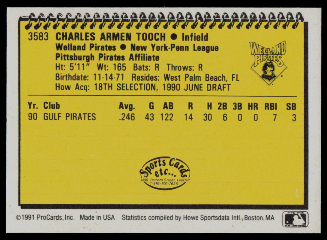 1991 ProCards Chuck Tooch Welland Pirates | eBay