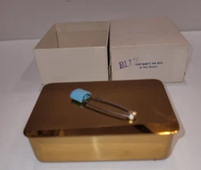 RARE Brass Box w/ Blue Diaper Pin On Top Vintage 1960S Park Sherman Original Box