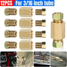 12 Piece (3/8-24 Inverted) Brake Line Fittings & Brass Unions Set For 3/16" Tube