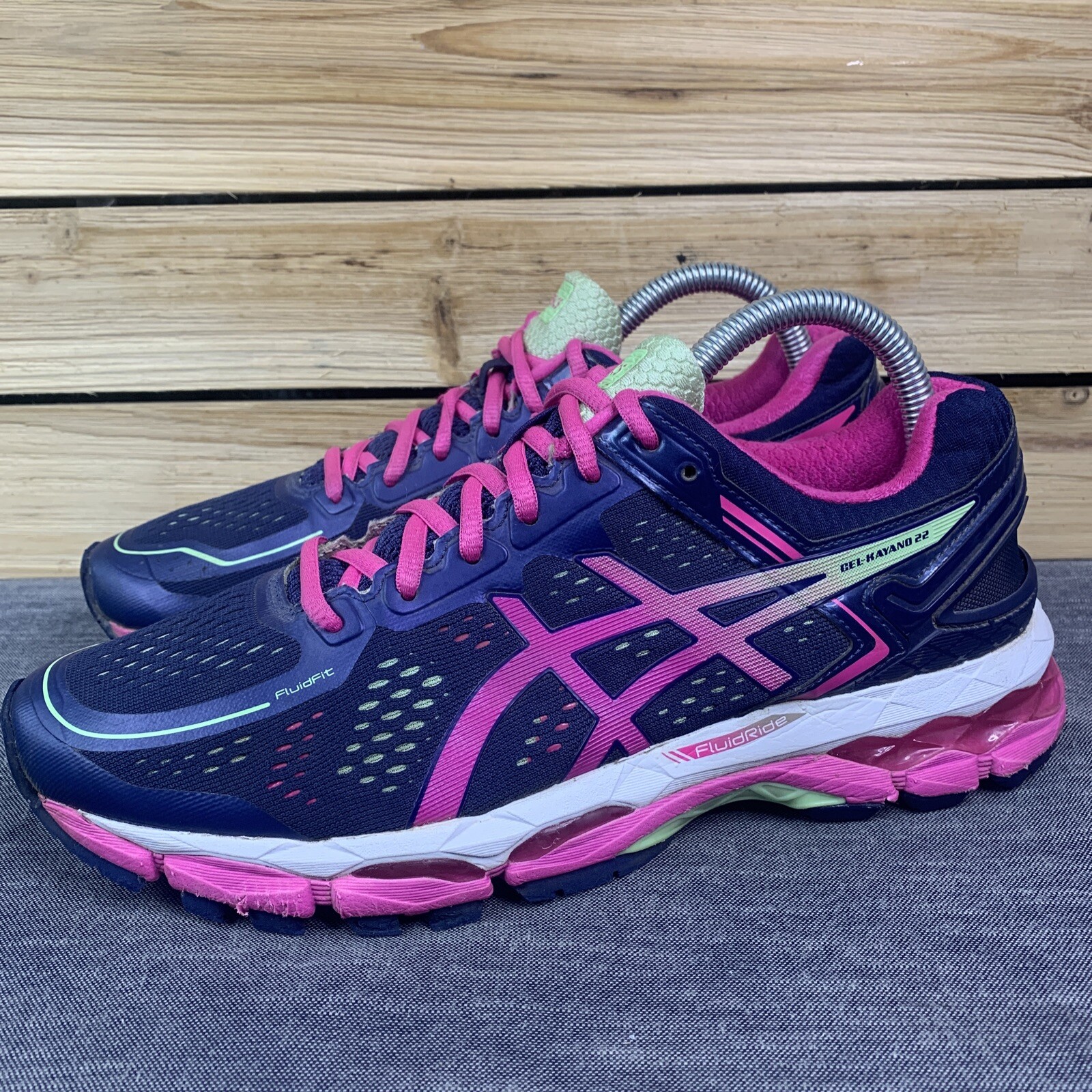 Asics Gel-Kayano 22 Womens US Athletic Running Shoe T597N Blue Pink