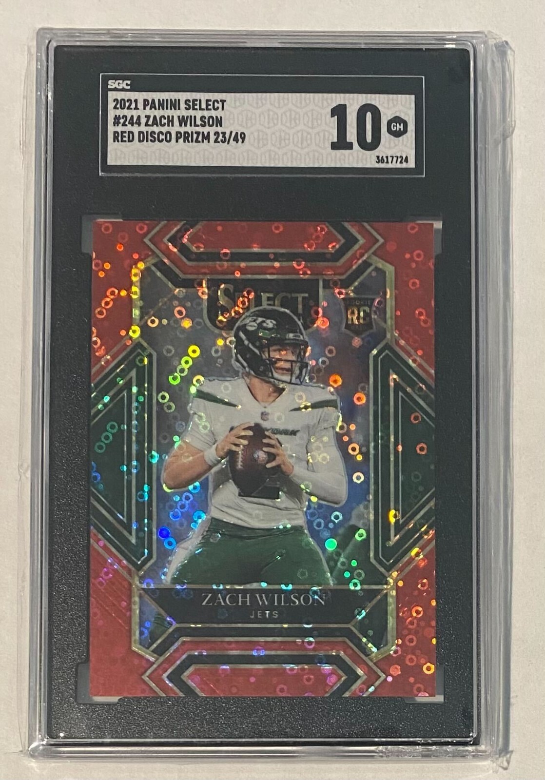 2021 Select Zach Wilson Red Disco Prizm #23/49 SGC 10 GEM MINT #244 Rookie RC SP