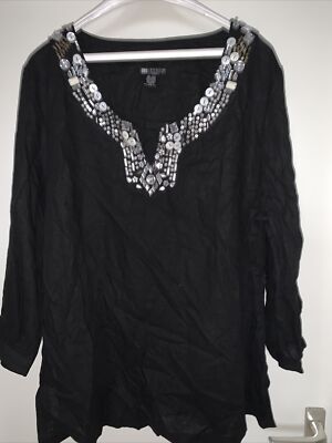 CAROLE LITTLE Leinen Tunika, Longbluse, Bluse Gr. 2 XL Neu