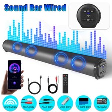 Bluetooth 5.0 Home TV Sound Bar Speaker System Wireless Subwoofer 3D Surround