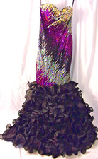 KARISHMA Sequin HALTER Top Black Layered Rolled Work GOWN DRESS 8 Beautiful