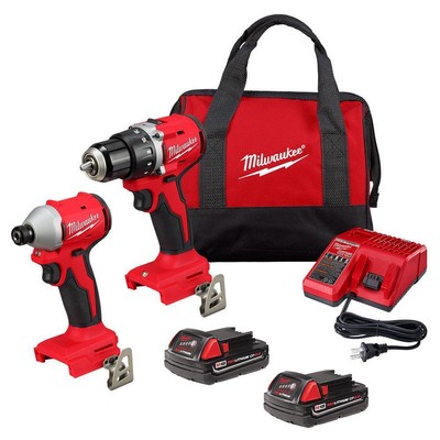 Milwaukee Drill/Impact Combo Kit M18 18 V Power Tool Cordless Charger and Bag