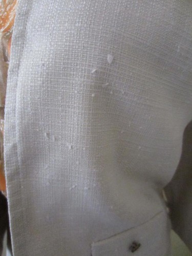 Vintage 1960's Novelty Print 3 pc Skirt Set Suit Skirt Shirt Ivory Orange Linen - Picture 8 of 12