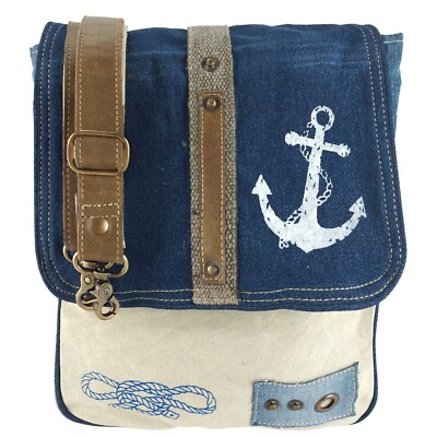 Damen Messenger Bag Umhängetasche Handtasche, aus Jeans, Canvas und Leder