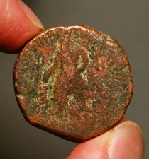 K12-116  Kushan, Vima Kadphises. Circa 90-100AD.  King standing / Siva with Bull