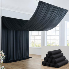 50Ft 20Ft Black Ceiling Drapes Panels for Weddings Parties, 10 Panels 5 20Ft Lon