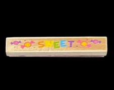 Horizon Group USA Brand CANDY SWEET BORDER Wood Mounted Rubber Stamp