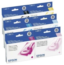 Set 6 GENUINE Epson 48 Ink for R200 R220 R300 R320 R340 RX500 RX600 No Bag