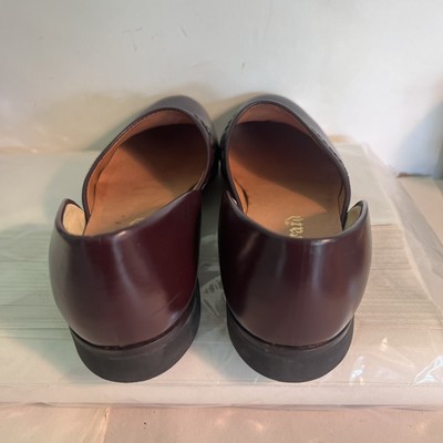 Evans Braid Hand Turned Sz 8 Leather Slippers Burgandy  display picture 1