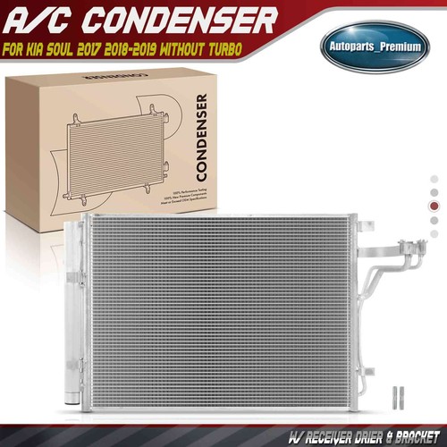 AC A/C Condenser with Receiver Drier & Bracket for Kia Soul 2017-2019 w/o Turbo