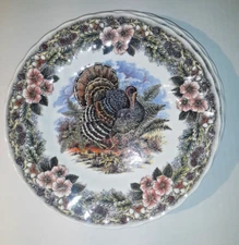 CHURCHILL MYOTT FACTORY “ THANKSGIVING” TURKEY AUTUMN FLORAL  8” PLATE DECOR