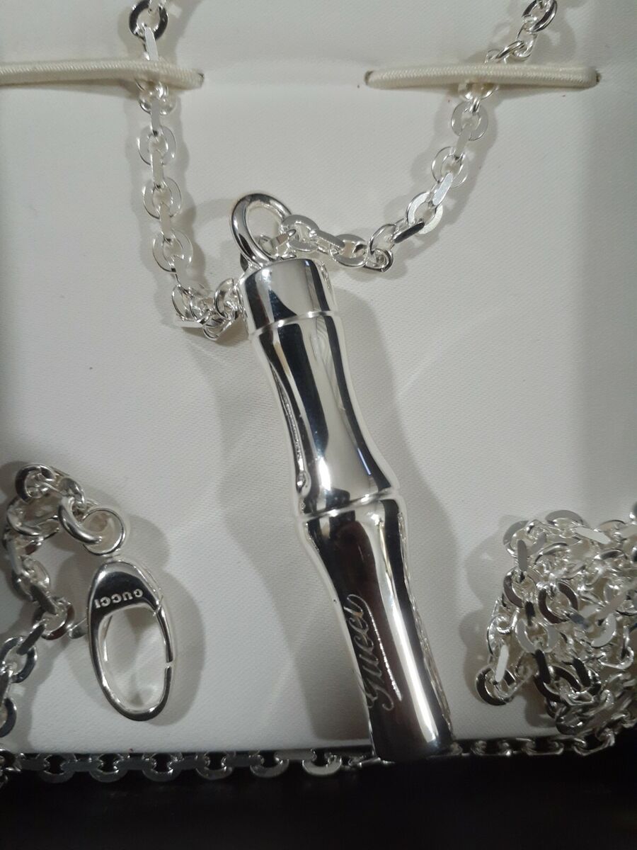 GUCCI NECKLACE STERLING SILVER BAMBOO COLLECTION SIGNATURE GUCCI NECKLACE STERLING SILVER BAMBOO COLLECTION SIGNATURE