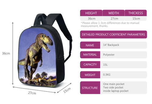 Kids Schoolbag 3D Cartoon Dinosaur Boys Backpack Dinosaur Backpack Schoolbag US - Bild 31 von 45