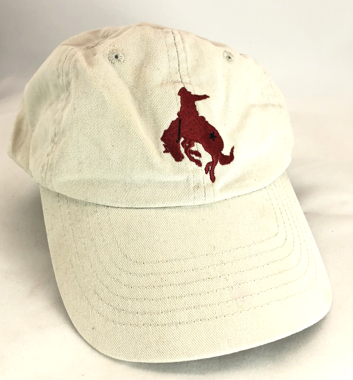 Vintage zkapz cap Black Star bucking good rodeo cream cotton metal closure