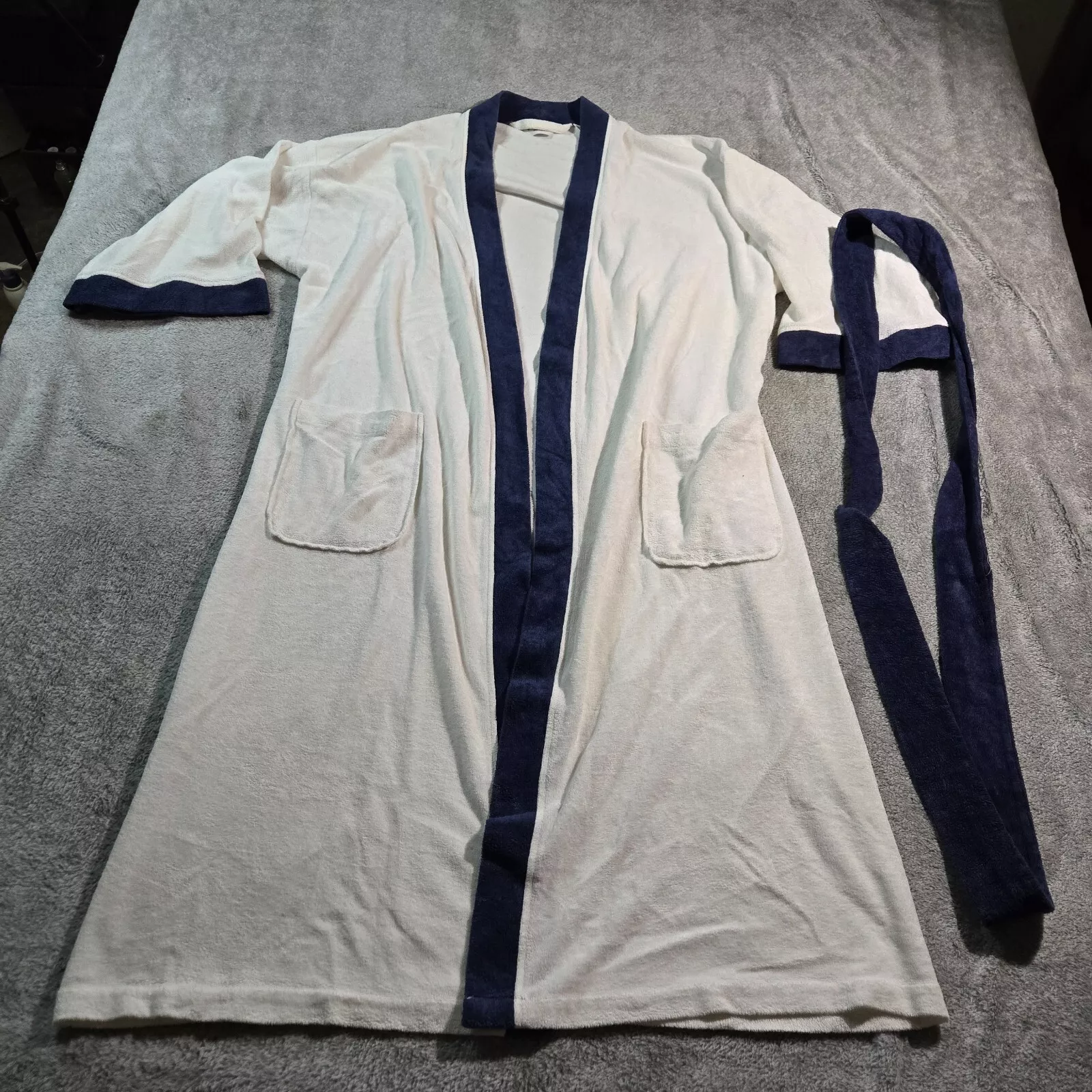Robe ceinturée vintage Christian Dior Monsieur blanc bleu taille unique