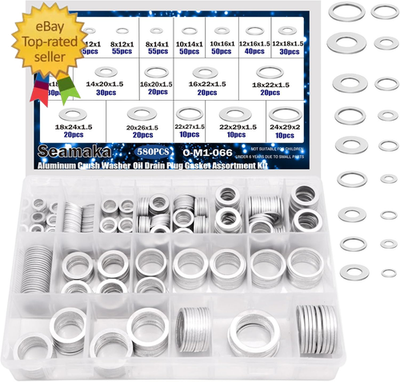 #ad 580PCS Oil Crush Washer18 Sizes Oil Drain Plug Gaskets Assortment KitAutomotiv $14.13