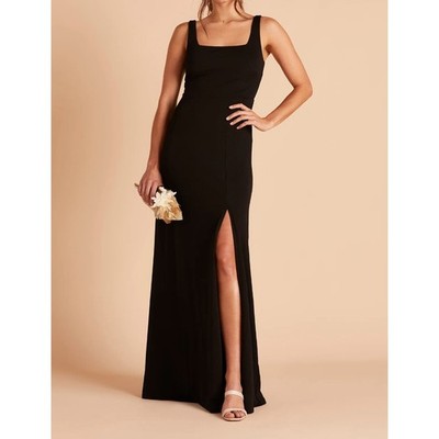 Birdy Grey Women's Alex Crepe Maxi Dress Black Bridesmaid Formal Timeless Size S