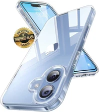 For iPhone 17 Pro Max/17/17 Pro/17 Air Clear Case Phone Cover w/ Tempered Glass