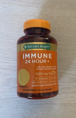 Nature s Bounty Immune 24hr Vitamin C 1000mg D Zinc 120 Softgels , exp 2027