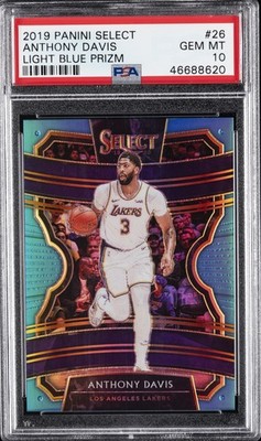 2019 PANINI SELECT LIGHT BLUE PRIZM #26 ANTHONY DAVIS #/299 PSA 10