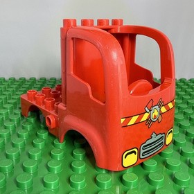 Lego Duplo Fire Truck Body 4 x 4 Red Flatbed  - Fire Logo Pattern - 10593
