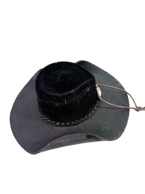 Kurt Adler Cowboy Hat Ornament 7''L Diamond Headband Black Felt