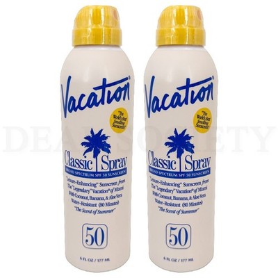 Vacation Classic Whole Body Sunscreen Spray Coconut Banana 50 SPF 6oz Lot of 2