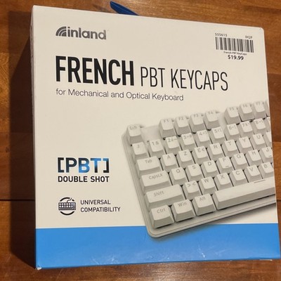 inland French PBT Keycaps Double Shot Universal Compatibility White AZERTY