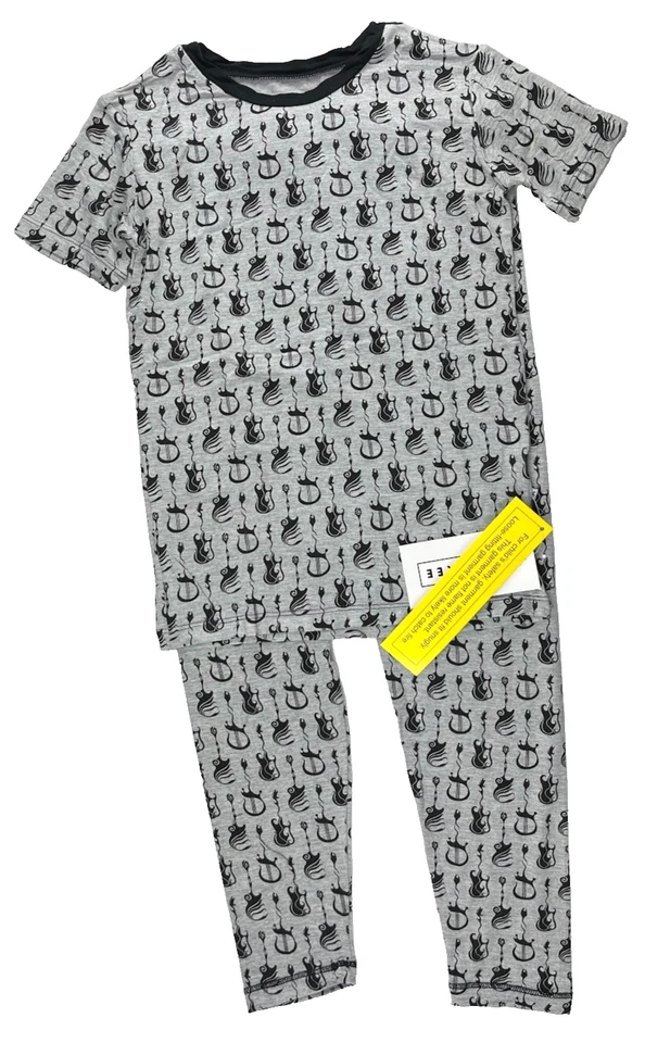 Conjunto de pijama de bambú Rock & Roll KicKee Pants para niños talla 10 2 piezas gris manga corta nuevo con etiquetas Foto 4 de 4