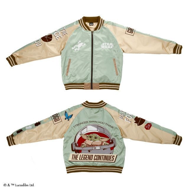 STAR WARS The Child Grogu Embroidery Jacket Sukajan Green x Gold