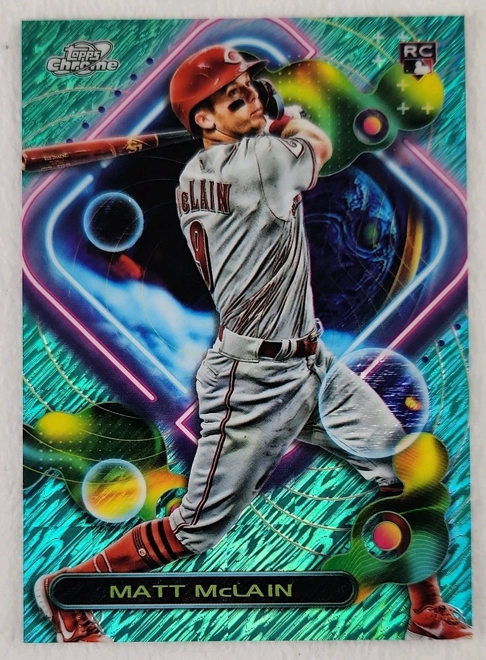 2023 Topps Cosmic Chrome - Matt McLain #139 Aqua Equinox Refractor /199 (RC)