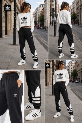 Adidas Originals Damen-Jogginghose mit großem Logo schwarz/weiß Größe 4 neu mit Etikett