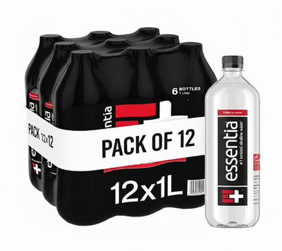 #ad Essentia Bottled Water 1 Liter Ionized Alkaline Water 12 Pack $16.38